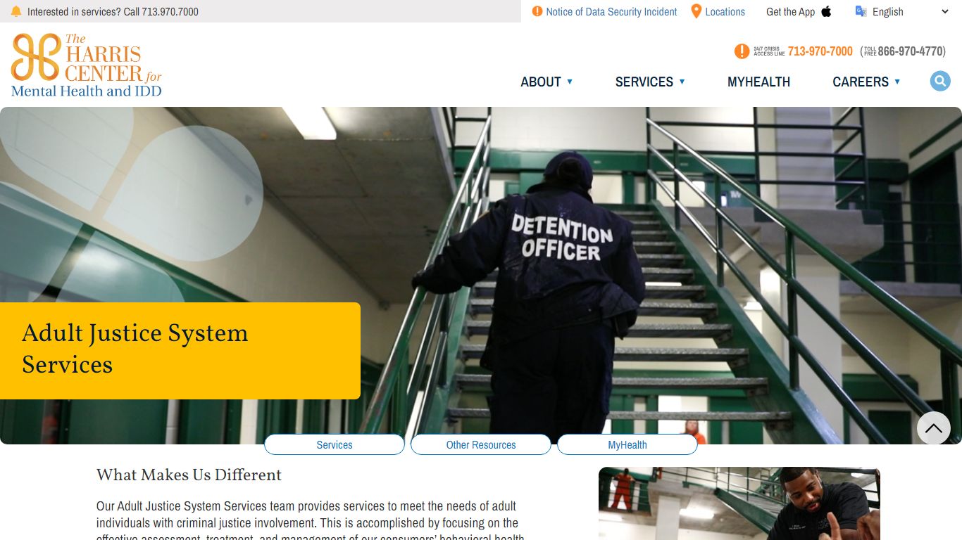 Adult Justice System Services - The Harris Center